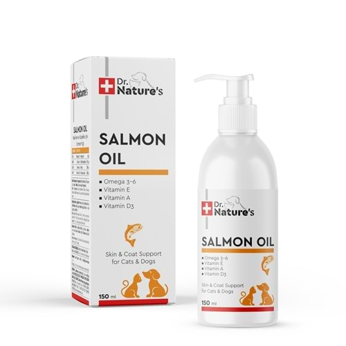 DRNATURES BALIK YAĞI SALMON OİL 150 ML(Kedi ve Köpekler için tüy dökülmelerini önleyici)